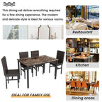 Modern Kitchen Dining Table Set for 4, Faux Marble Dining Set with 4 PU Leather Upholstered Chairs for Living Room, Kitchen