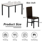 Modern Kitchen Dining Table Set for 4, Faux Marble Dining Set with 4 PU Leather Upholstered Chairs for Living Room, Kitchen