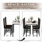Modern Kitchen Dining Table Set for 4, Faux Marble Dining Set with 4 PU Leather Upholstered Chairs for Living Room, Kitchen