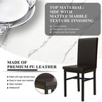 Modern Kitchen Dining Table Set for 4, Faux Marble Dining Set with 4 PU Leather Upholstered Chairs for Living Room, Kitchen