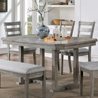 Bura Grey Diamond Wood Top 60-inch Dining Table by