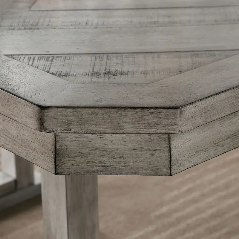 Bura Grey Diamond Wood Top 60-inch Dining Table by