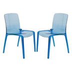 Stackable Acrylic Minimalist Plastic Dining Chair Modern Full Back Transparent Accent Side Chair for Kitchen Set of 2