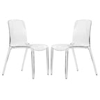 Stackable Acrylic Minimalist Plastic Dining Chair Modern Full Back Transparent Accent Side Chair for Kitchen Set of 2