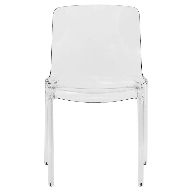 Stackable Acrylic Minimalist Plastic Dining Chair Modern Full Back Transparent Accent Side Chair for Kitchen Set of 2
