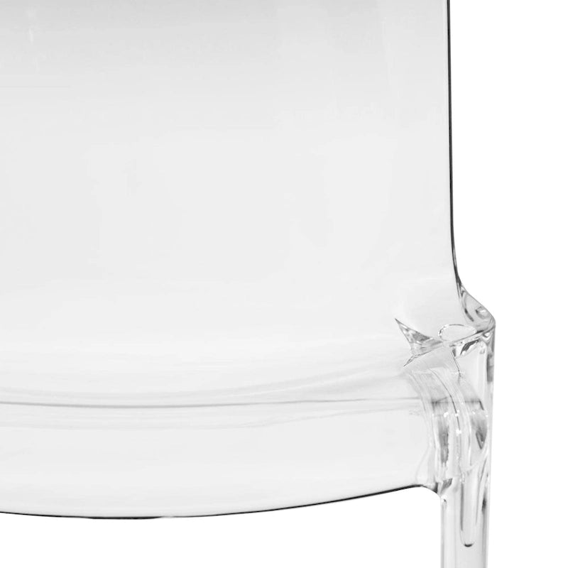 Stackable Acrylic Minimalist Plastic Dining Chair Modern Full Back Transparent Accent Side Chair for Kitchen Set of 2