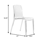 Stackable Acrylic Minimalist Plastic Dining Chair Modern Full Back Transparent Accent Side Chair for Kitchen Set of 2