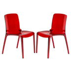 Stackable Acrylic Minimalist Plastic Dining Chair Modern Full Back Transparent Accent Side Chair for Kitchen Set of 2