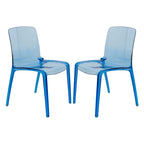 Stackable Acrylic Minimalist Plastic Dining Chair Modern Full Back Transparent Accent Side Chair for Kitchen Set of 2