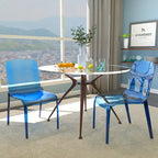 Stackable Acrylic Minimalist Plastic Dining Chair Modern Full Back Transparent Accent Side Chair for Kitchen Set of 2