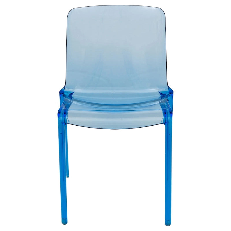 Stackable Acrylic Minimalist Plastic Dining Chair Modern Full Back Transparent Accent Side Chair for Kitchen Set of 2