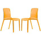 Stackable Acrylic Minimalist Plastic Dining Chair Modern Full Back Transparent Accent Side Chair for Kitchen Set of 2