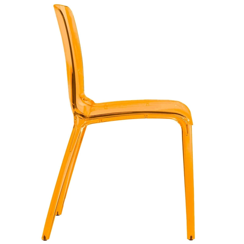 Stackable Acrylic Minimalist Plastic Dining Chair Modern Full Back Transparent Accent Side Chair for Kitchen Set of 2
