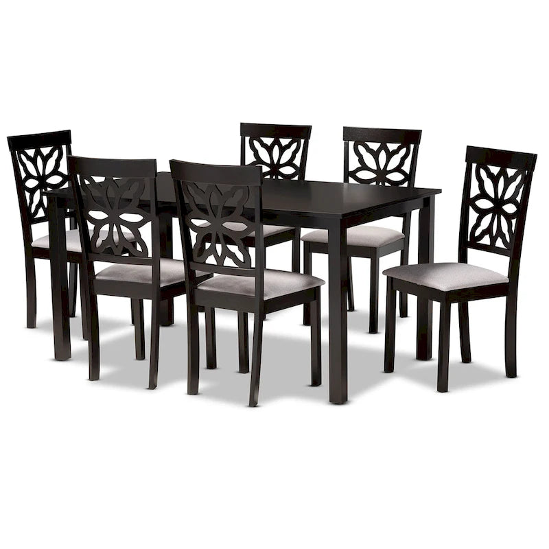 Dallas Modern and Contemporary Wood 7-Piece Dining Set