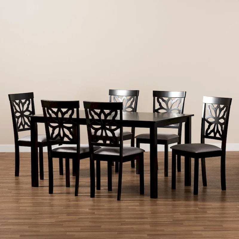 Dallas Modern and Contemporary Wood 7-Piece Dining Set
