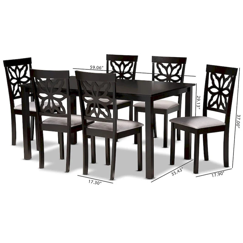 Dallas Modern and Contemporary Wood 7-Piece Dining Set