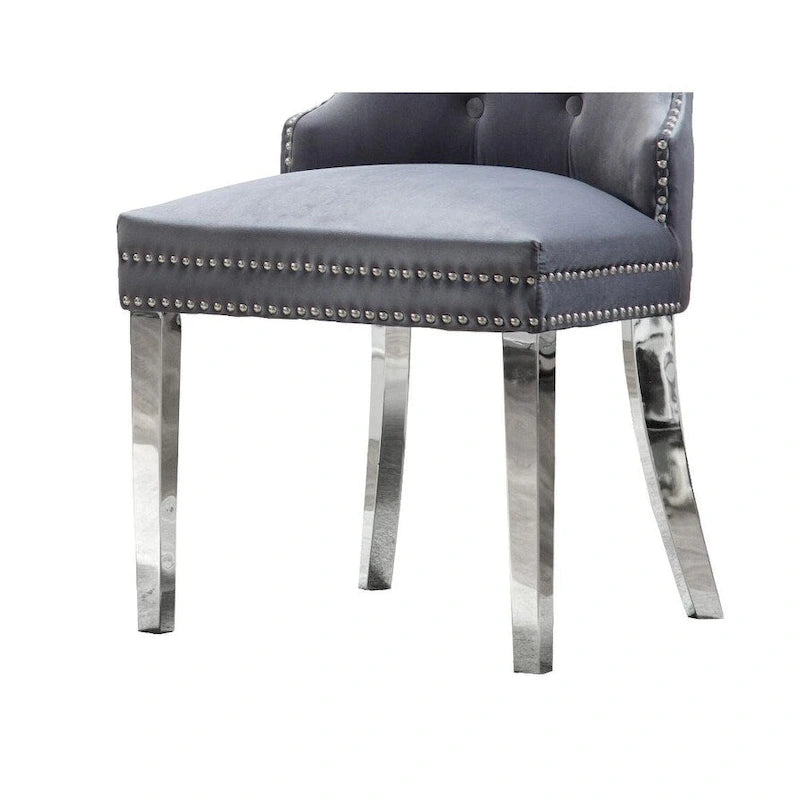 Best Quality Furniture 7-Piece Stainless Steel Nailhead Trim Dining Set