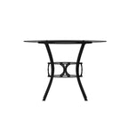 42 Round Glass Dining Table with Crescent Style Metal Frame