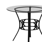 42 Round Glass Dining Table with Crescent Style Metal Frame