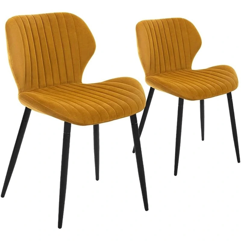 Modern Upholstered Dining Chairs with Metal Legs, Set of 2, Brown