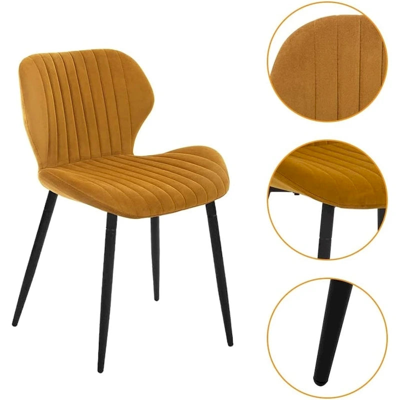 Modern Upholstered Dining Chairs with Metal Legs, Set of 2, Brown