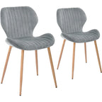 Modern Upholstered Dining Chairs with Metal Legs, Set of 2, Brown