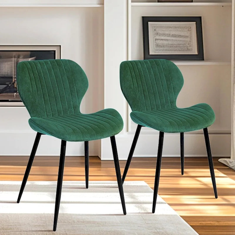 Modern Upholstered Dining Chairs with Metal Legs, Set of 2, Brown