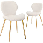 Modern Upholstered Dining Chairs with Metal Legs, Set of 2, Brown
