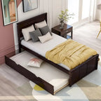 Merax Twin Size Platform Bed with Trundle