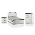 Ynez Farmhouse White Pine 3-Piece Panel Bedroom Set with USB Port by