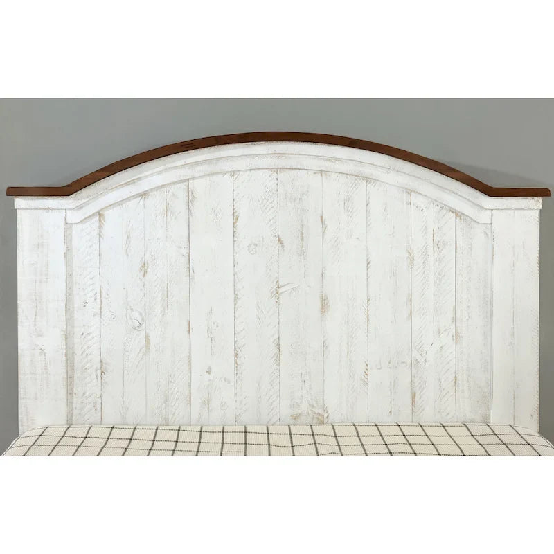 Ynez Farmhouse White Pine 3-Piece Panel Bedroom Set with USB Port by