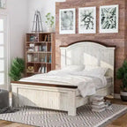 Ynez Farmhouse White Pine 3-Piece Panel Bedroom Set with USB Port by