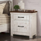 Ynez Farmhouse White Pine 3-Piece Panel Bedroom Set with USB Port by