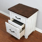 Ynez Farmhouse White Pine 3-Piece Panel Bedroom Set with USB Port by