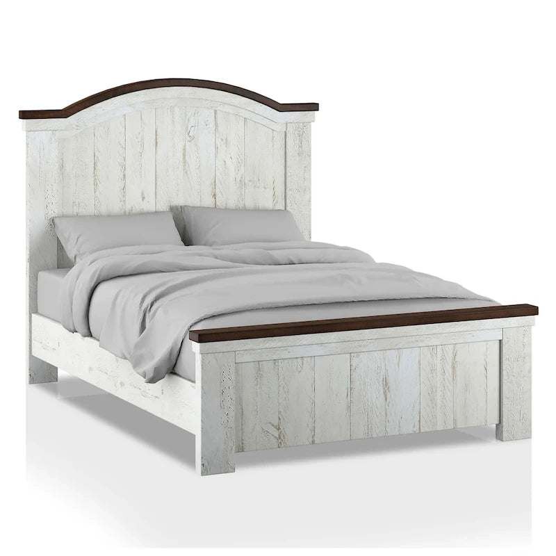 Ynez Farmhouse White Pine 3-Piece Panel Bedroom Set with USB Port by