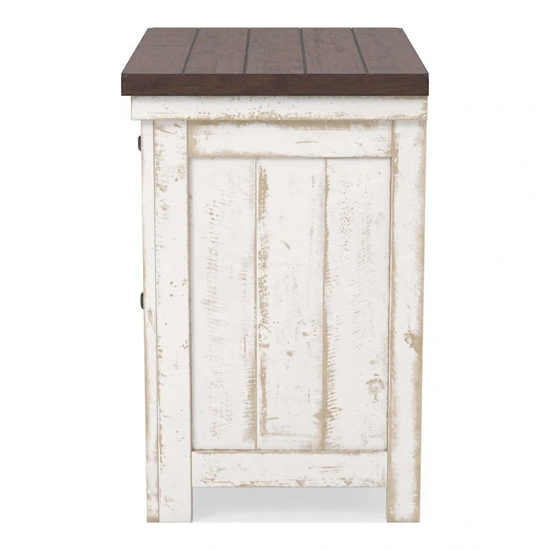 Ynez Farmhouse White Pine 3-Piece Panel Bedroom Set with USB Port by