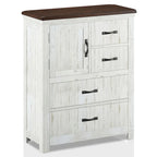 Ynez Farmhouse White Pine 3-Piece Panel Bedroom Set with USB Port by
