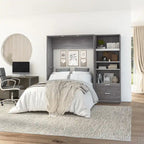 Cielo Full Murphy Bed and Shelving Unit with Drawers by