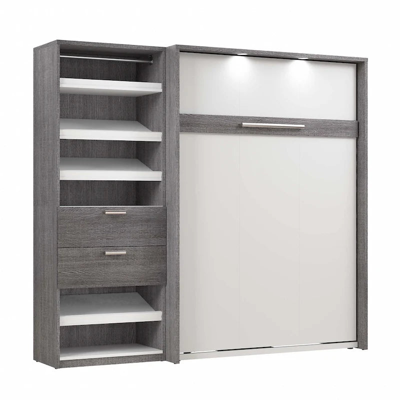 Cielo Full Murphy Bed and Shelving Unit with Drawers by