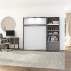 Cielo Full Murphy Bed and Shelving Unit with Drawers by