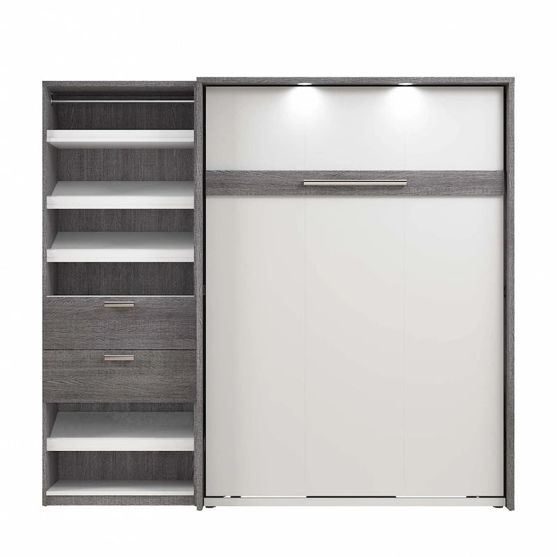 Cielo Full Murphy Bed and Shelving Unit with Drawers by