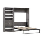 Cielo Full Murphy Bed and Shelving Unit with Drawers by