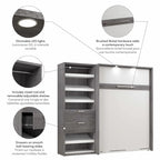 Cielo Full Murphy Bed and Shelving Unit with Drawers by