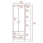 FM Furniture Eureka 3 Door Armoire with 2 Drawers, Inner Shelves, and Rod