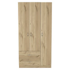 FM Furniture Eureka 3 Door Armoire with 2 Drawers, Inner Shelves, and Rod