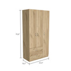 FM Furniture Eureka 3 Door Armoire with 2 Drawers, Inner Shelves, and Rod