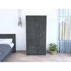 FM Furniture Eureka 3 Door Armoire with 2 Drawers, Inner Shelves, and Rod