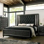  Quista Glam Grey Fabric Tufted LED Bed