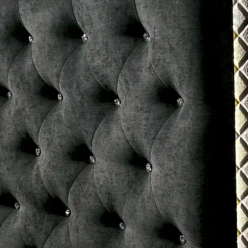 Quista Glam Grey Fabric Tufted LED Bed