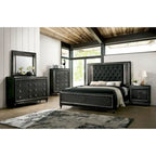 Quista Glam Grey Fabric Tufted LED Bed